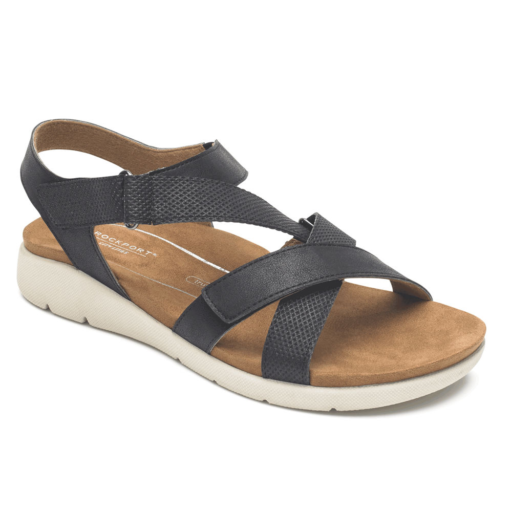 Sandálias Rockport Mulher Pretas - Eileen X-Strap - 15378HPZM